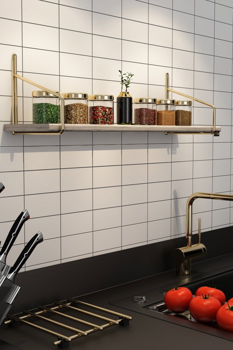 Hanah Home Estante de pared de madera maciza 60 cm Dorado y marrón Hanah Home Estante de pared de madera maciza 60 cm Dorado y marrón